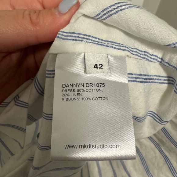 Mark Kenly Domino Tan Striped Mini Dress/Top, Size 42 - Picture 5 of 6